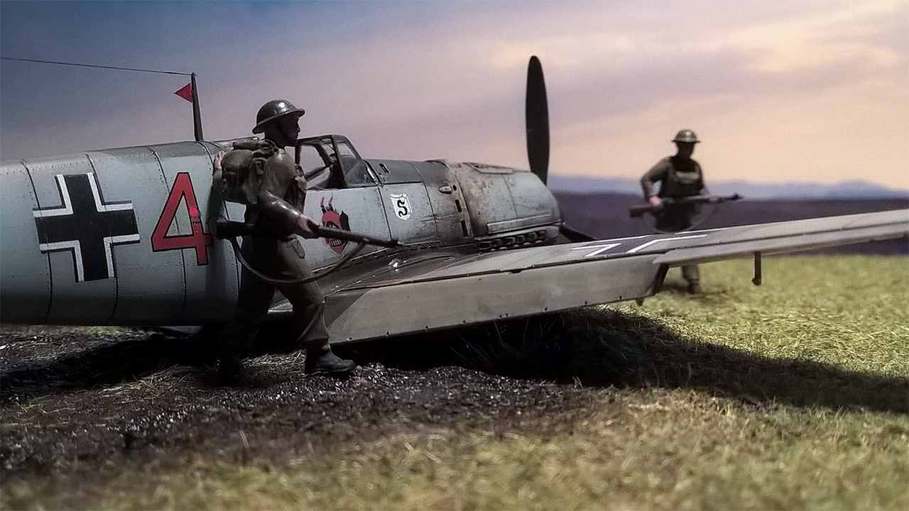 Bf-109 E crash landing