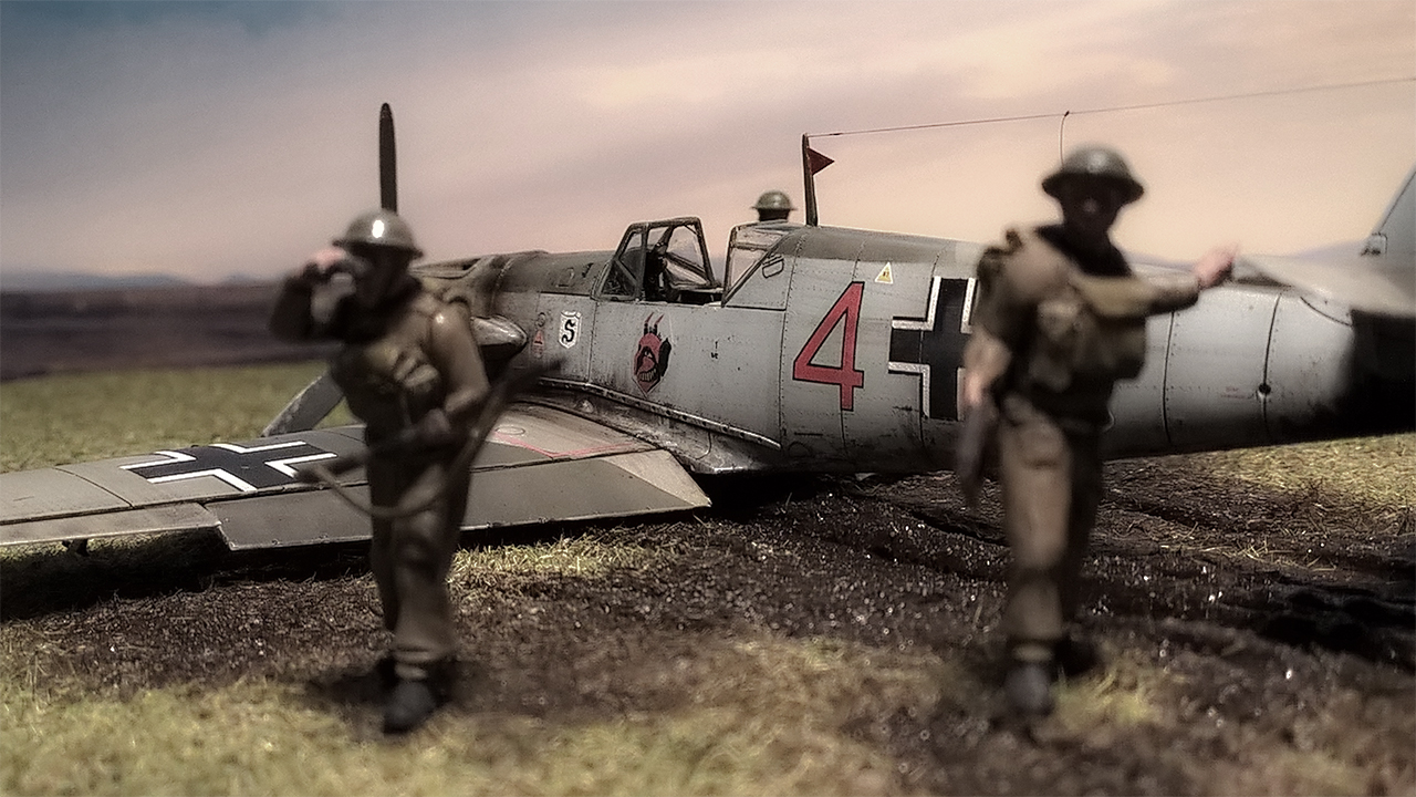 Bf-109 E crash landing