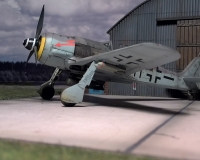 FW-190 F8 vor dem Hangar aus Resin der Fima &quot;Realityinscale&quot;